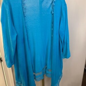 Chico's Vibrant Blue Open-Front Tunic SZ L